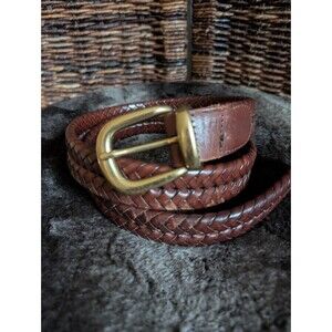 Coach Leather Belt Men's 36" Brown Fishtail Office Luxury Designer Brass Buckle